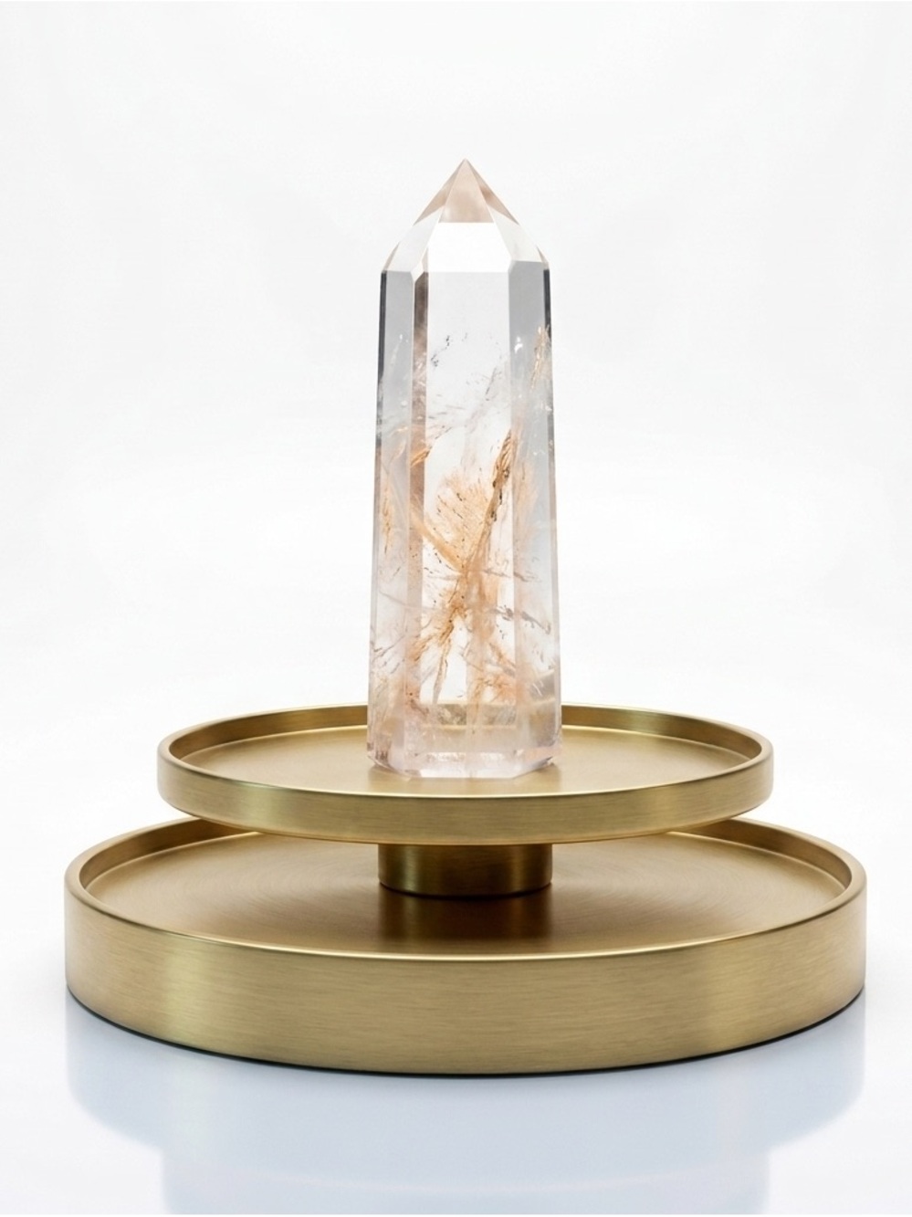 New Natural Rare Ferruginous Quartz Crystal Clear Red Line Small Tower Stone